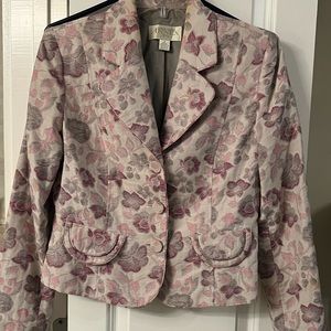 Pink Floral Brocade Suit Jacket/Blazer 8P petite